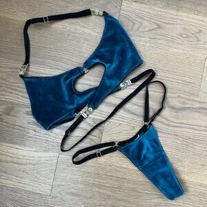 Lethe Intimates Bra 4/Thong 11.1 in Teal Velvet